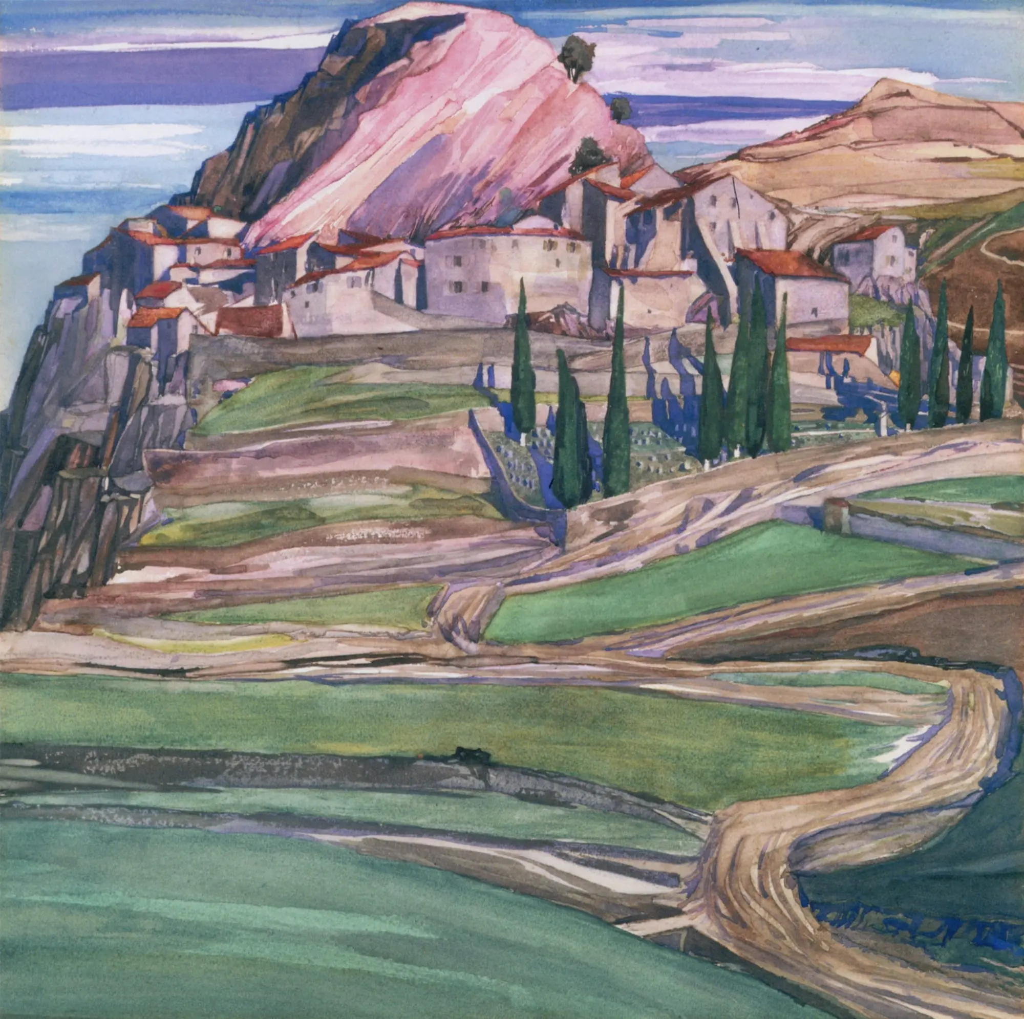A Hill Town in Southern France, 2023, Watercolour on paper