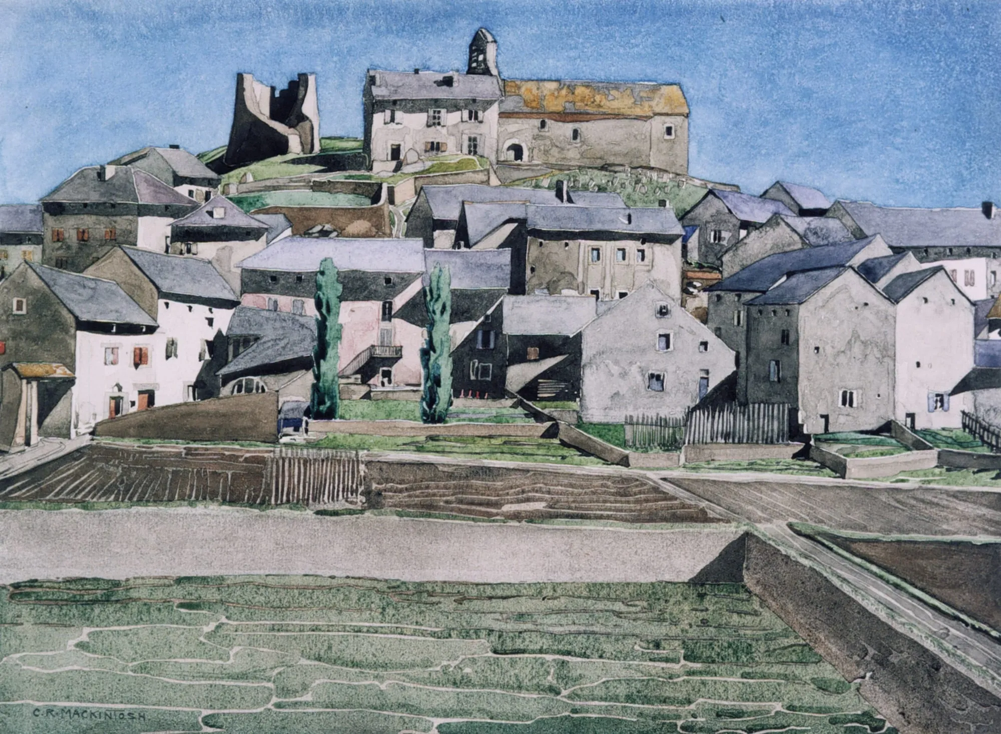 The Church of la Llagonne, 2023, Watercolour on paper