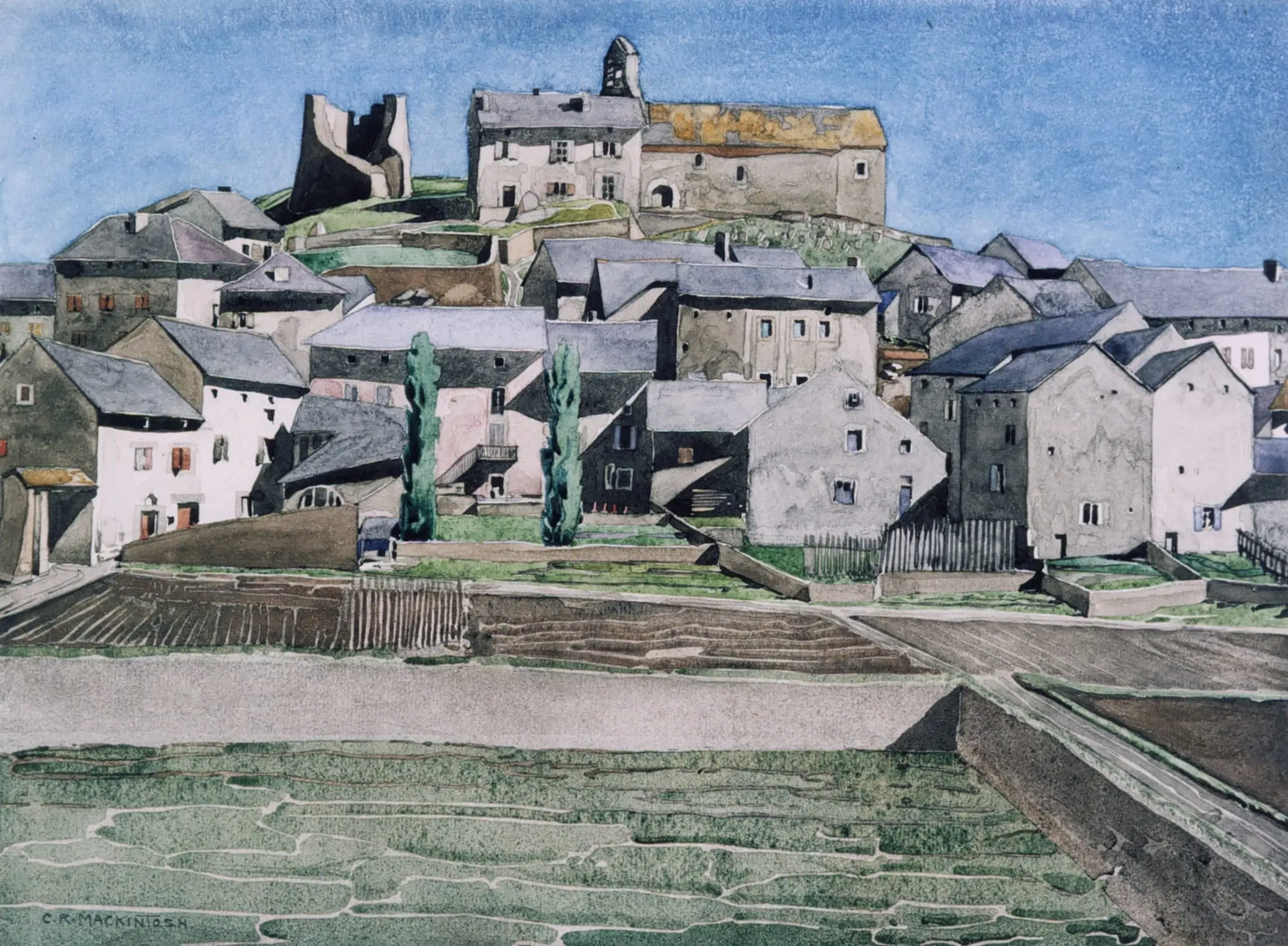 The Church of la Llagonne, 2023, Watercolour on paper